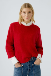 Oui Pullover " scarlet " , röd