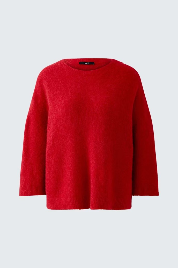 Oui Pullover " scarlet " , röd