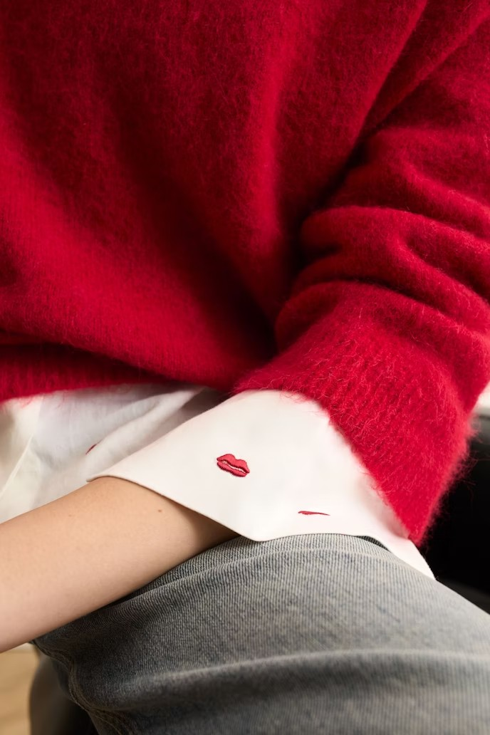 Oui Pullover " scarlet " , röd