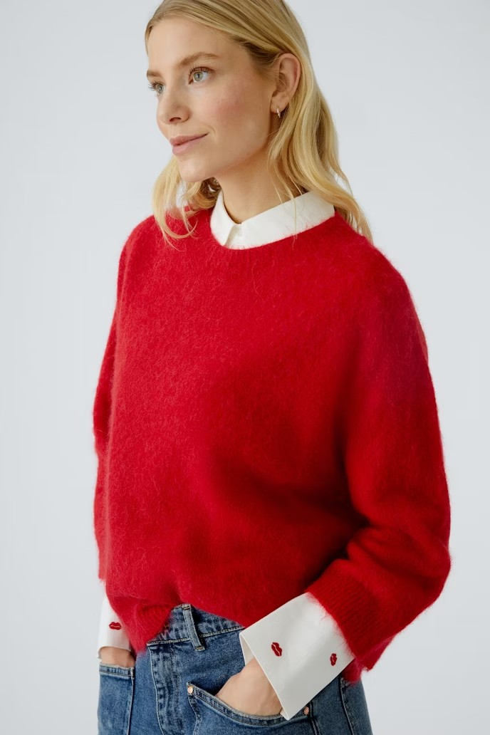 Oui Pullover " scarlet " , röd