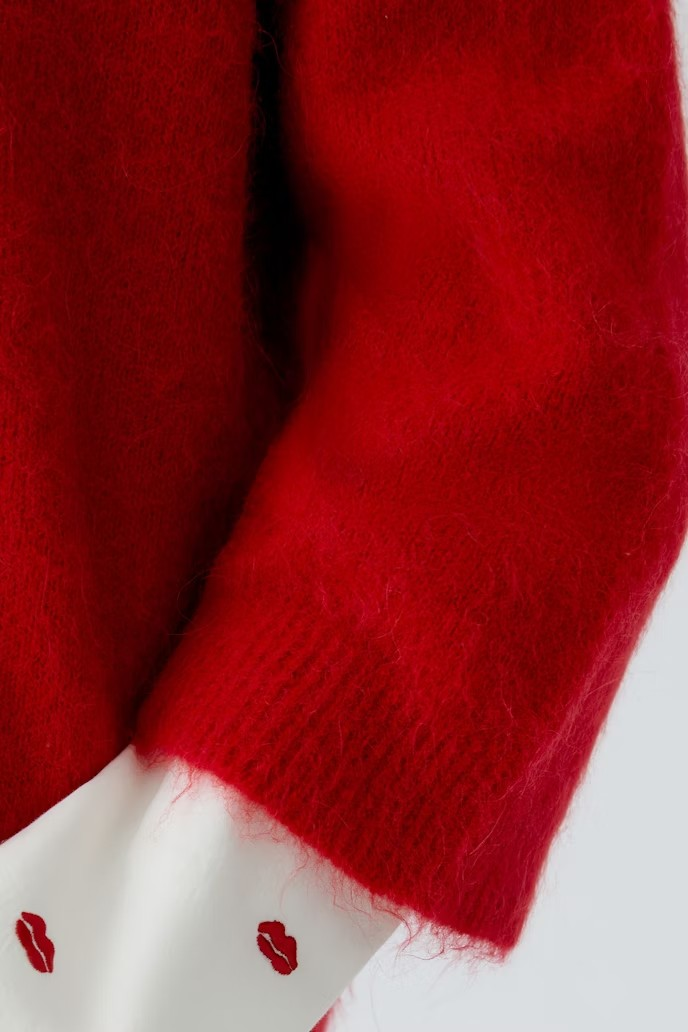 Oui Pullover " scarlet " , röd