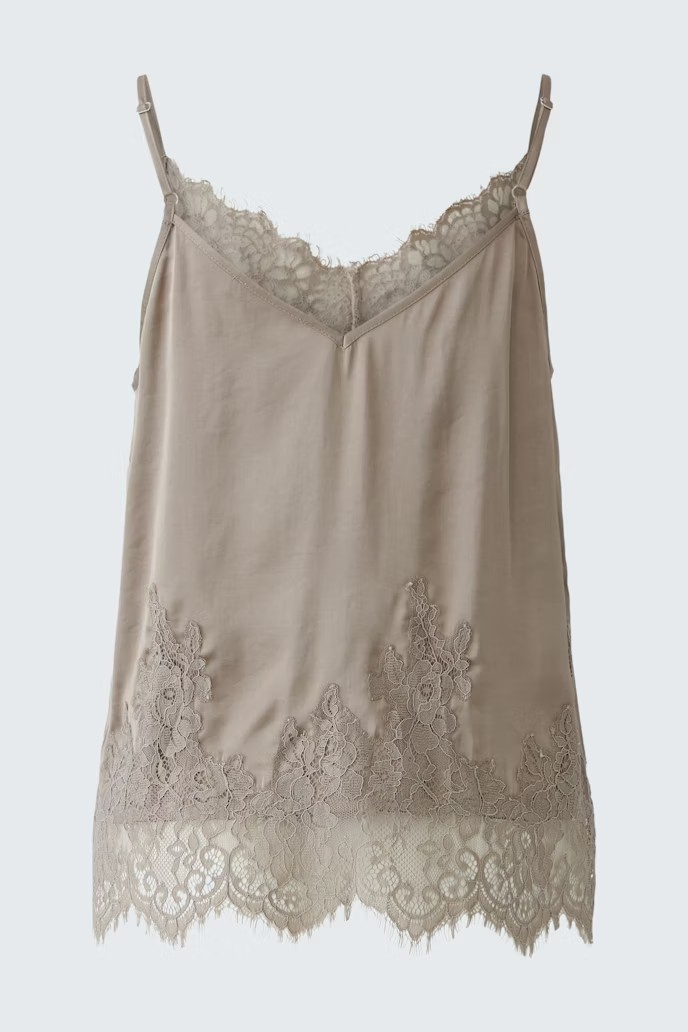 Oui Spetslinne " Fungi " , Taupe