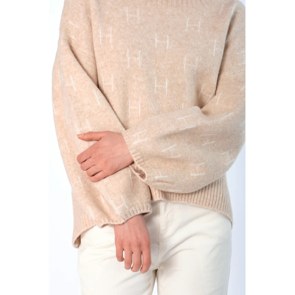 HÉST " Fam sweater" short, Light Beige Melange
