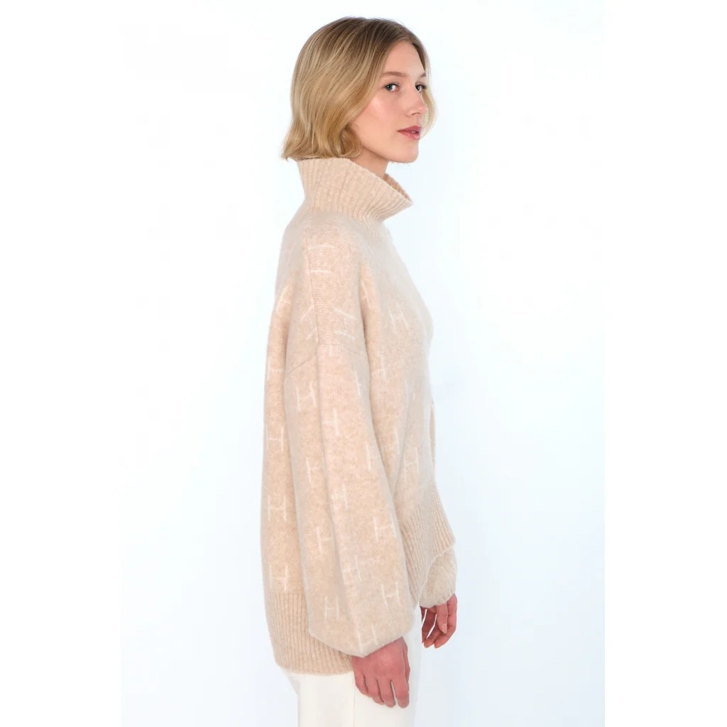 HÉST " Fam sweater" short, Light Beige Melange
