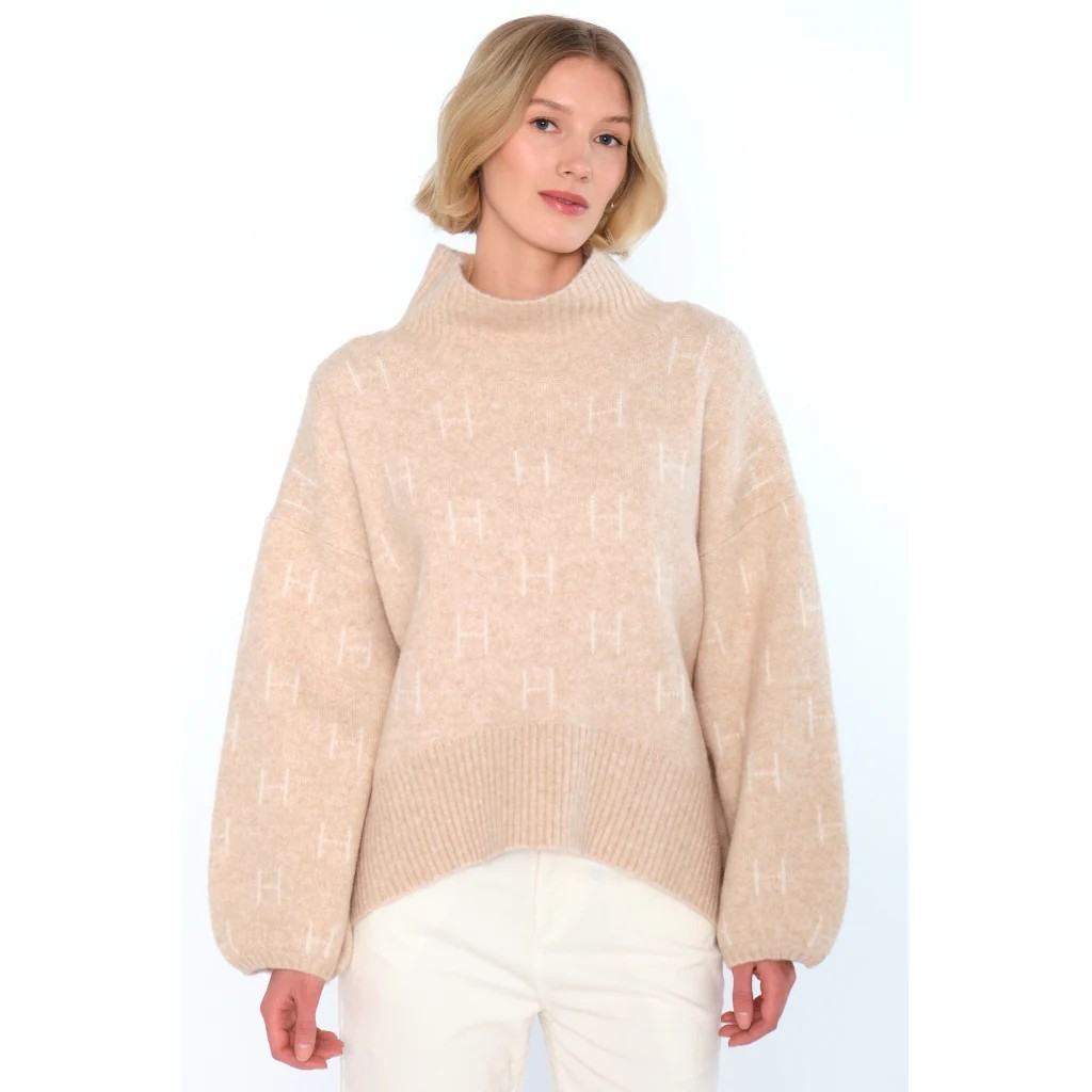 HÉST " Fam sweater" short, Light Beige Melange