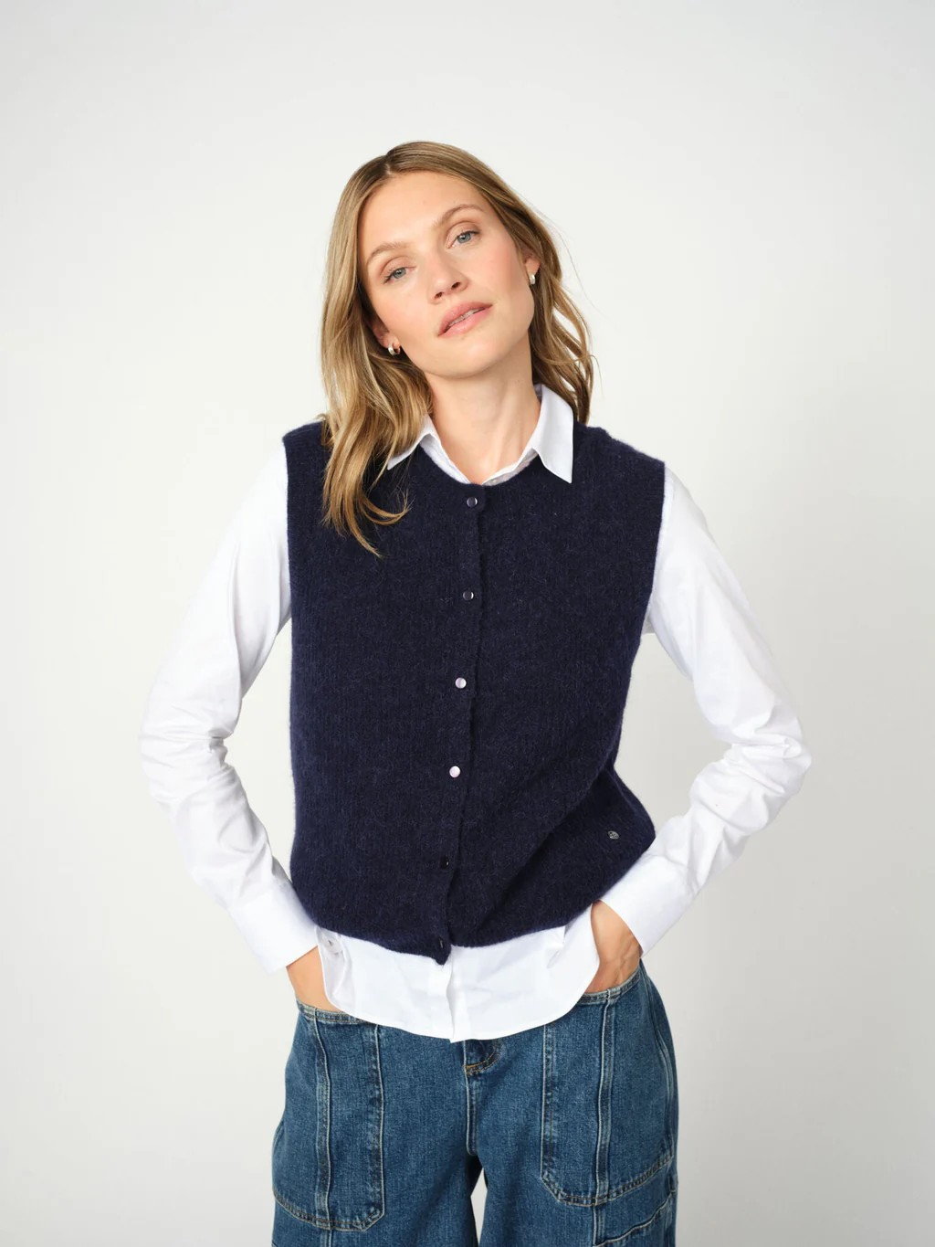 Mos Mosh " Almine Thora Knit Vest" , Maritime Blue