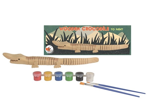 Krokodil i trä målarset