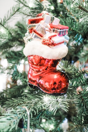 Julhänge julstrumpa i glas, 15cm