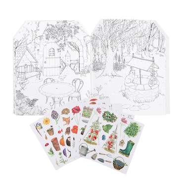 Målarbok  med klistermärken,  grönsaksträdgården