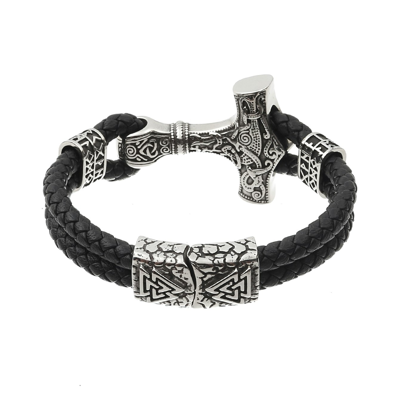 Armband Viking Visby Svart Läder 23 cm