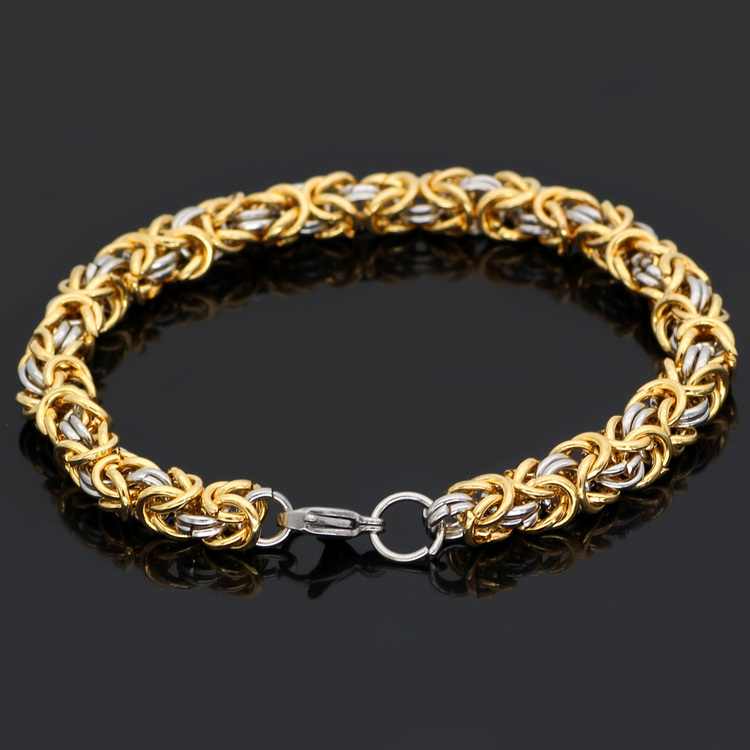 Armband Viking. Kungslänk Steel / Gold 23 cm