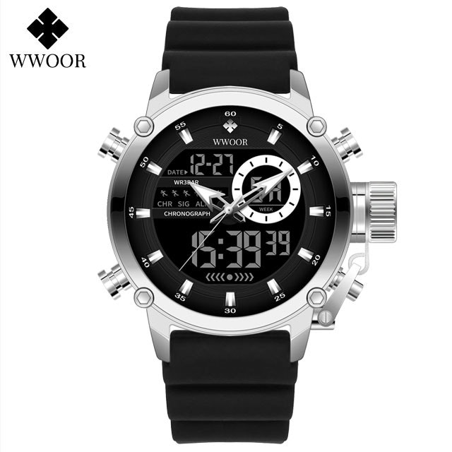 Wwoor Active Sport Steel-Black Silicone