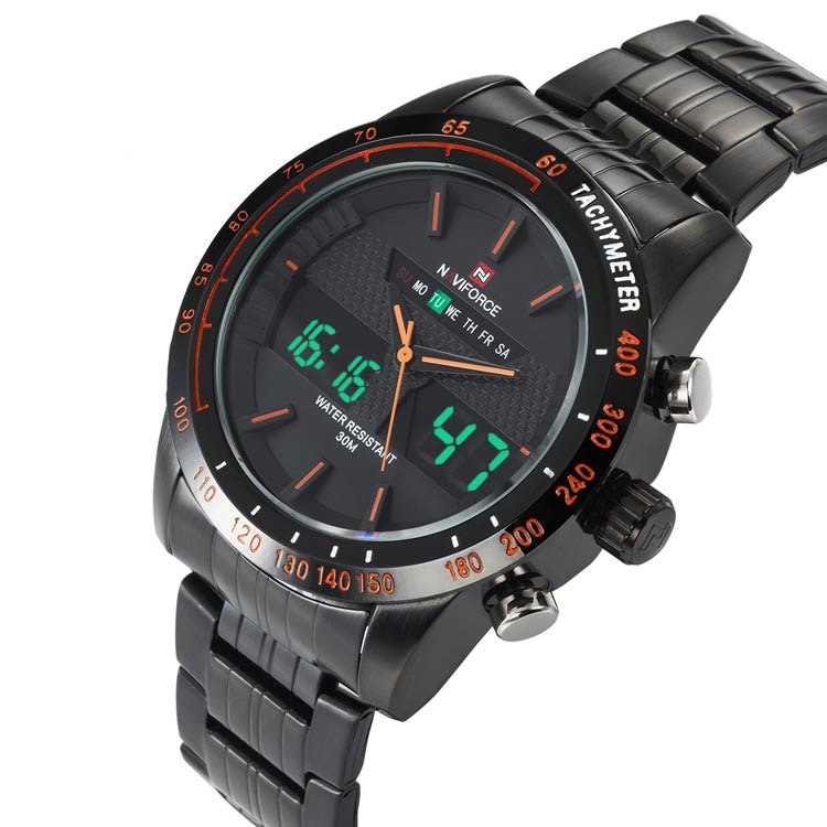 Herrklocka NaviForce Sport.  Black / Black / Black. Analog / Digital. Quartz Japan