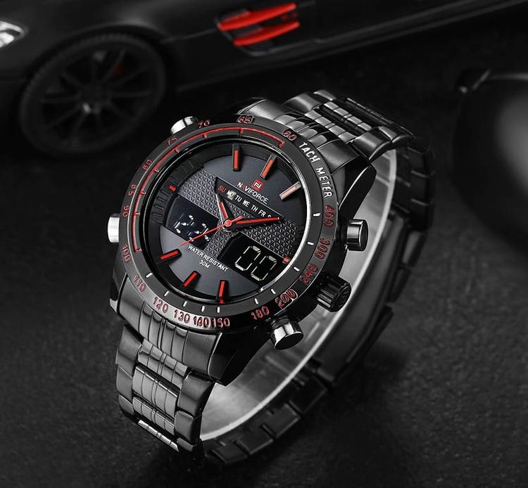 Herrklocka NaviForce Sport. Black / Black / Black. Analog / Digital. Quartz Japan