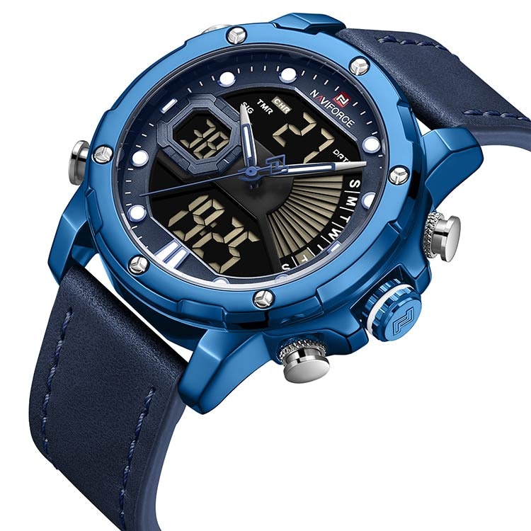 Herrklocka NaviForce Empire. Blue / Blue. Leather Blue. Quartz Japan