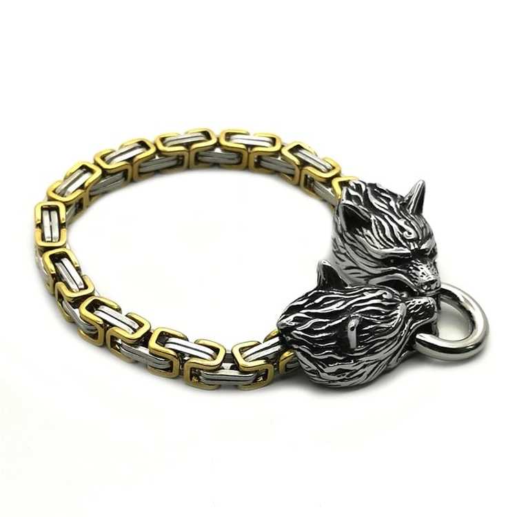 Armband Wolf Guld / Silver kejsarlänk 21 cm