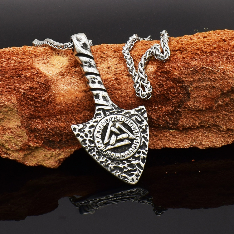Halsband Viking Arrow-Valknut i Silverfärg 60 cm