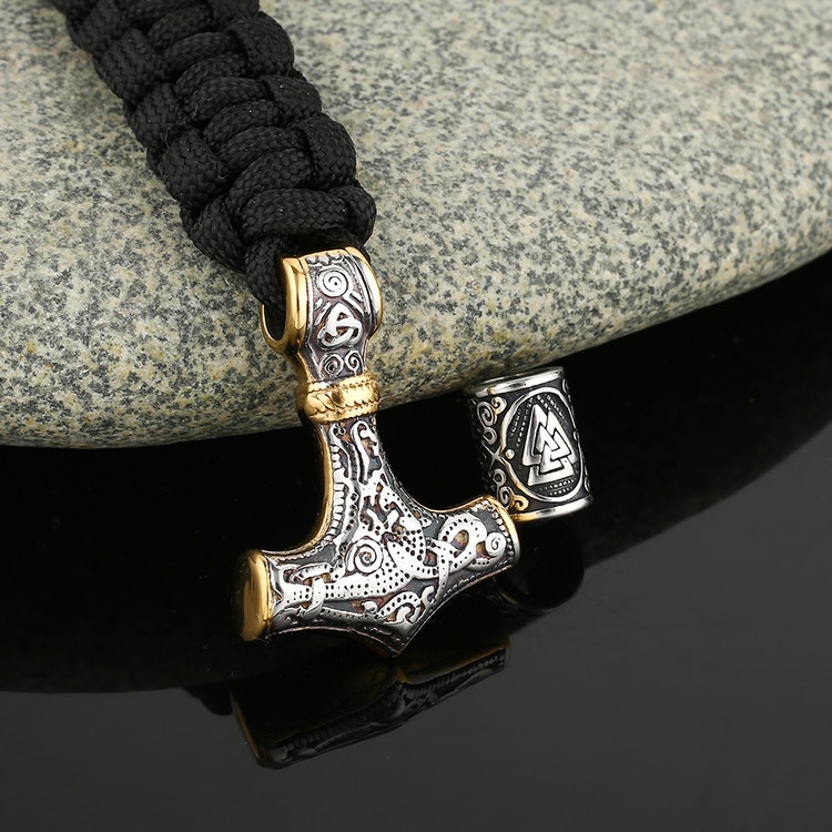 Armband Flerfärgat. Thors Hammer Silver / Guldfärg