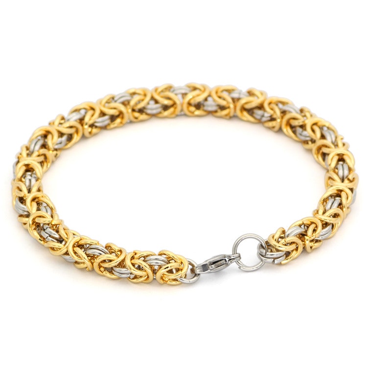 Armband Viking. Kungslänk Steel / Gold 23 cm