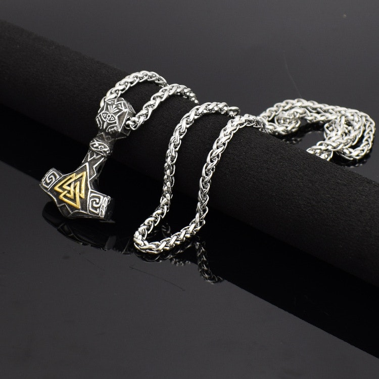 Halsband Bogevik med valknut. Silver / Guldfärgad. 60 cm