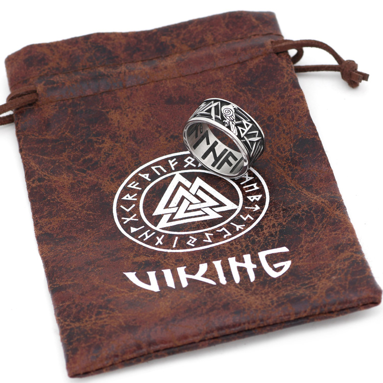 Vikingring Valknut-Korpen Hugin-Runskrift