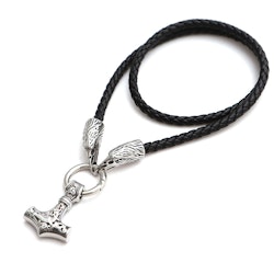 Halsband Läder Thor / Hugin Silverfärg 60 cm