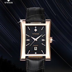 Herrklocka Wwoor Fantastic, Gold / Black, Leather Black, Quartz Japan