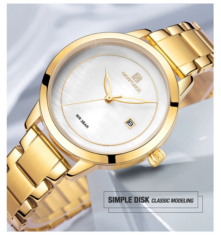 Damklocka NaviForce Formidable Gold / White / Gold Quartz Japan