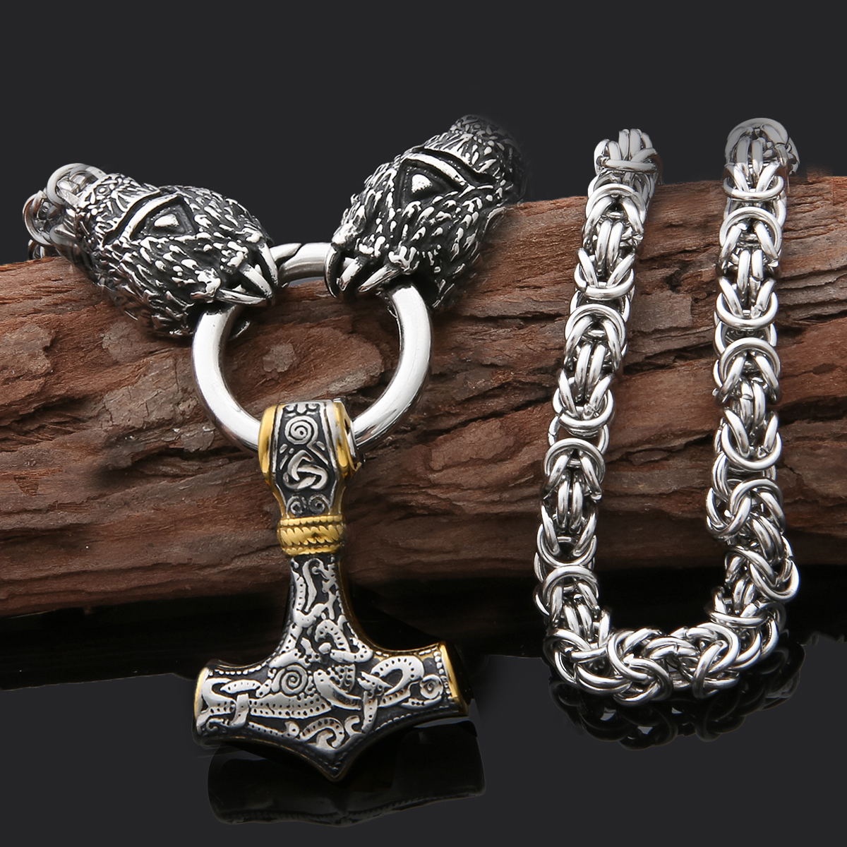Halsband Bear Claw Steel / Gold Kungslänk