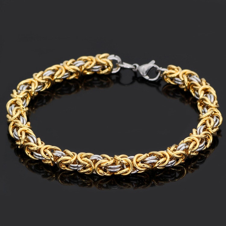 Armband  Viking. Kungslänk Steel / Gold 21 cm