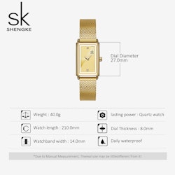 Damklocka SK Florence Gold / Gold Mesh Gold. Quartz Japan