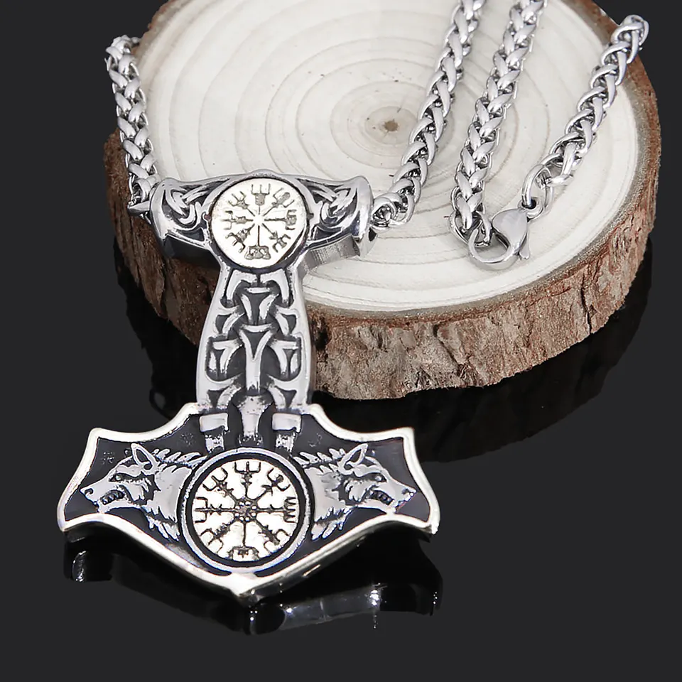Halsband Viking Amulett Skåne Wolf-Vegvisir