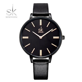 Damklocka SK Just in Time. Black / Black. Leather Black. Japan Quartz