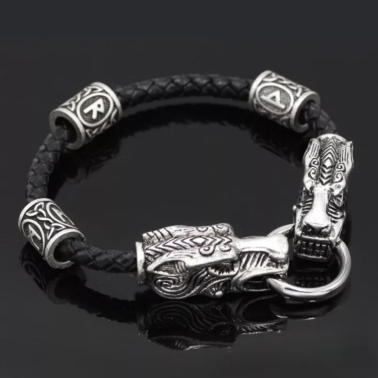 Viking Wolf Läderarmband 21 cm