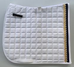 Mias RS Dressyrschabrak - Vit/marin/guld, design 3