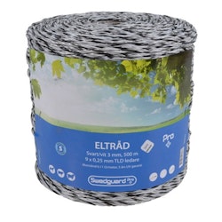 SWEDGUARD Eltråd Pro+ 3 mm vit/svart 500 m 9x0,25