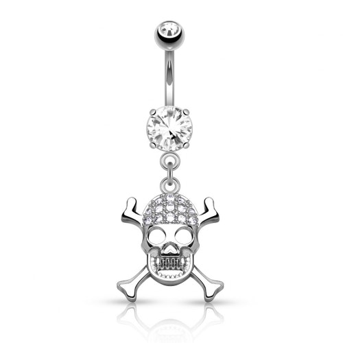 Navelpiercing glittrig Jolly Roger