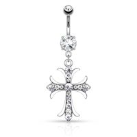 Navelpiercing med stort kors
