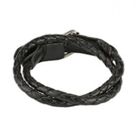 Flätat svart läder armband