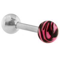 Tragus piercing med rosa zebramönster