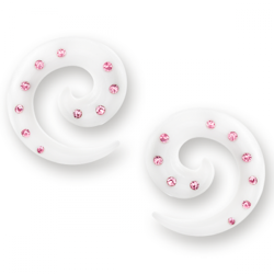 2-pack vita spiraler med rosa CZ