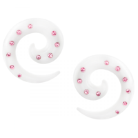 2-pack vita spiraler med rosa CZ