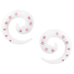 2-pack vita spiraler med rosa CZ