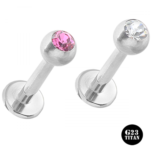 G23 1,2mm Titan labret med ädelsten