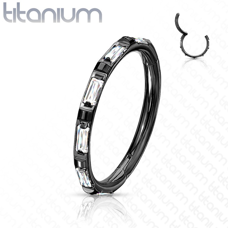 Piercingring G23 titan med vita ädelstenar