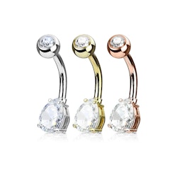 Navelpiercing 3-pack med cz stenar