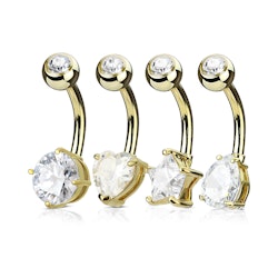 4 pack guldpläterad navelpiercing med olika slipningar