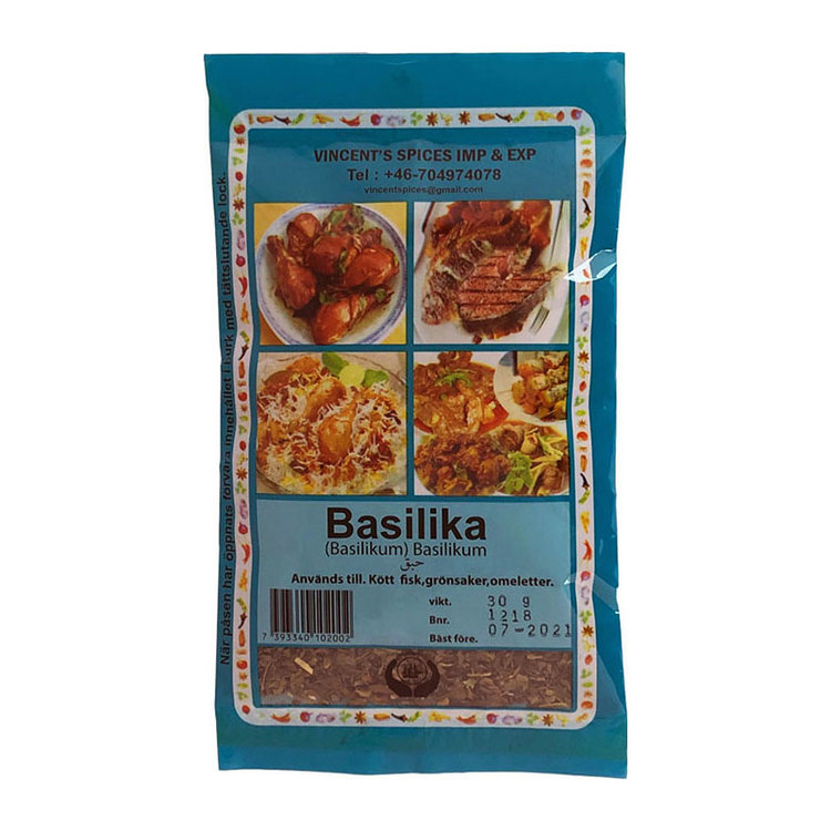 Basilika är en pepprigt ört som passar bra till ljust kött, ägg och fisk. Den passar också till grönsaker och pasta.
