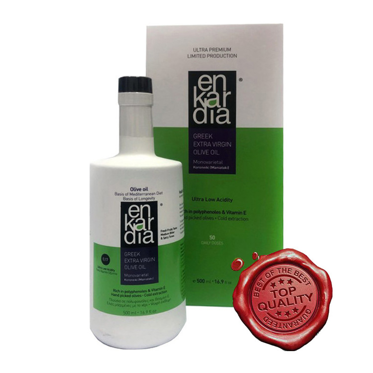 Ultra premium extra virgin olivolja - enKardia är en av Greklands högkvalitativa olivoljor med Ultra Premium Extra virgin olivolja. enKardia följer processen med att producera extra jungfruolja enligt