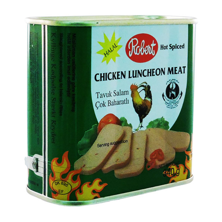 Kyckling Lunchkorv - halal 340g - stark Ingredienser: Kyckling Kött av mekanisk rening 90%, vatten, salt, peppar, glukossirap , paprika 0,3%, vitlök, stabiliserings E450, smakförstärkare E621, Antioxi